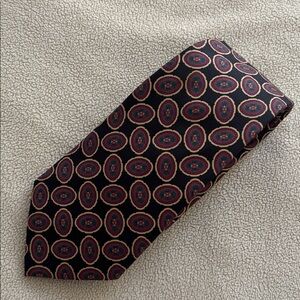 Dior Black and Red Oval Pattern Tie